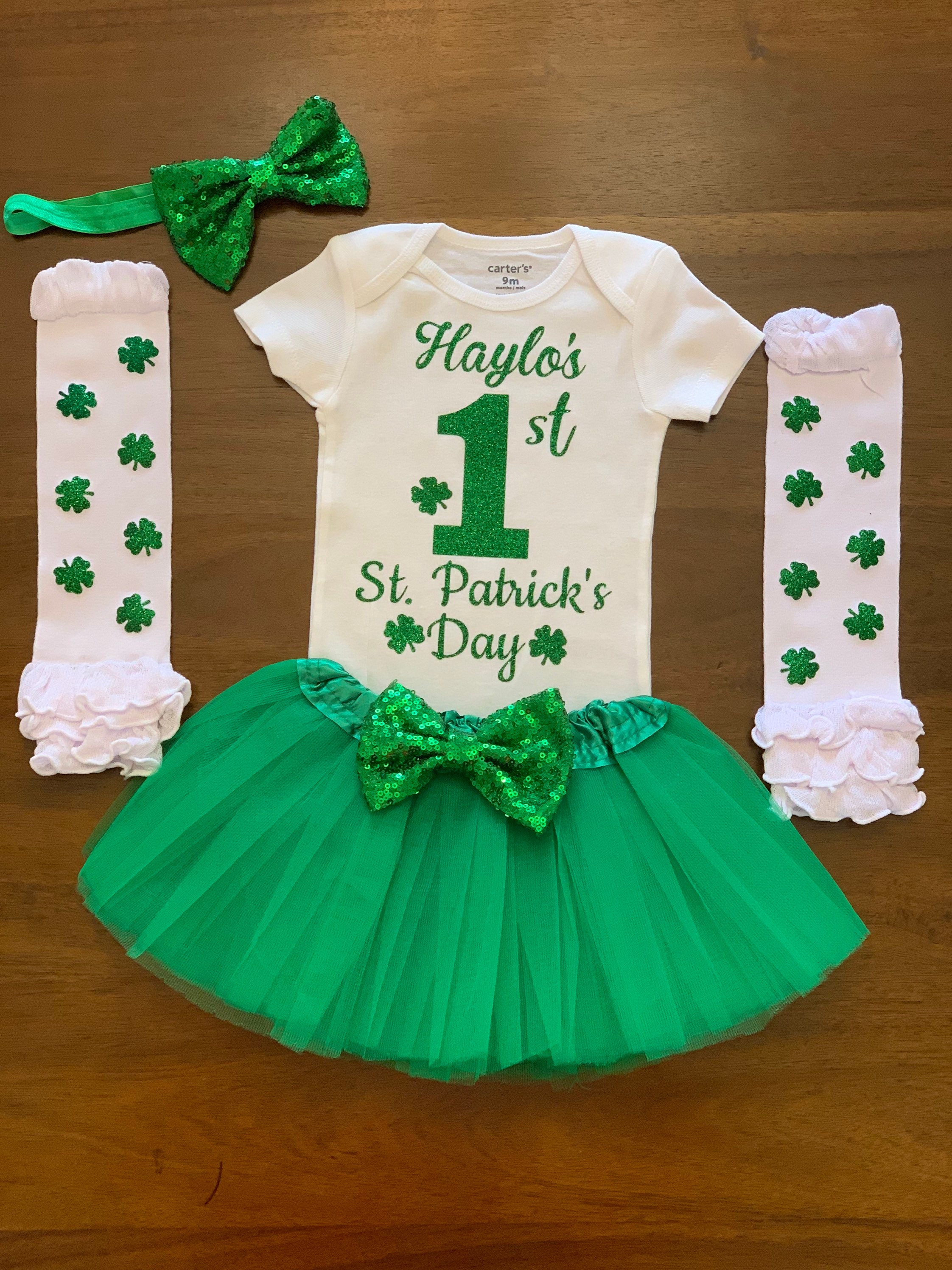 1st St Patricks Day Baby GREEN St Patricks Day Outfit Girl St Patricks Day Outfit Baby Girl S59 SPD My 1st St Patricks Day