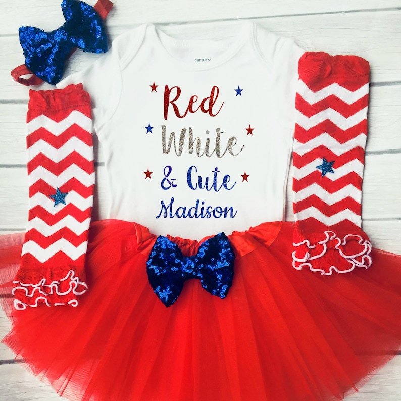 Baby Girl 4th Of July Outfit , Red White and Cute, 1st Fourth of July Girl, Baby Girls Clothing Set, First Fourth of July Outfit bild 1