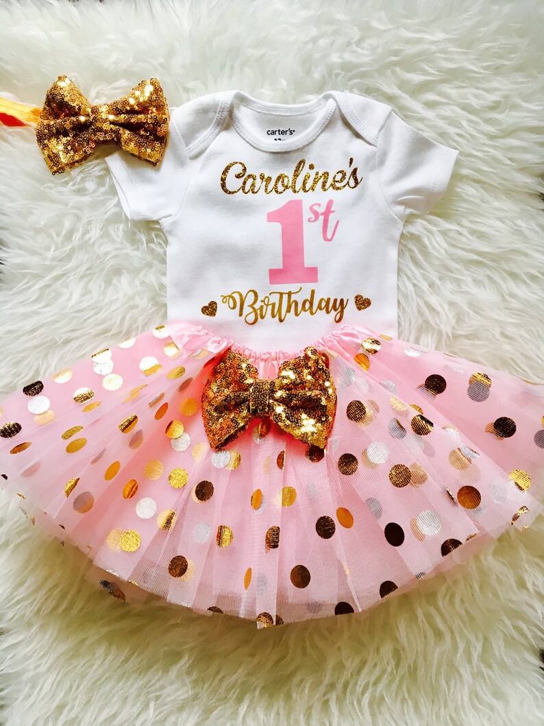 Pink and Gold Cake Smash Outfit Personalized 1st Birthday Outfit First Birthday Outfit 1st birthday Outfit Girl Birthday