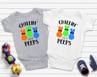 Easter Baby Boy Outfit, Chillin' With My Peeps Bodysuit, Toddler Boy Easter Shirt, 1st Easter Boy Outfit, Boys First Easter
