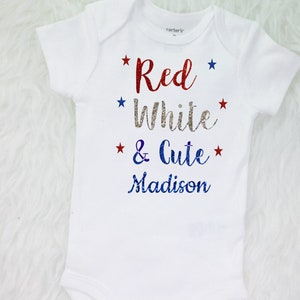 Baby Girl 4th Of July Outfit , Red White and Cute, 1st Fourth of July Girl, Baby Girls Clothing Set, First Fourth of July Outfit bild 8