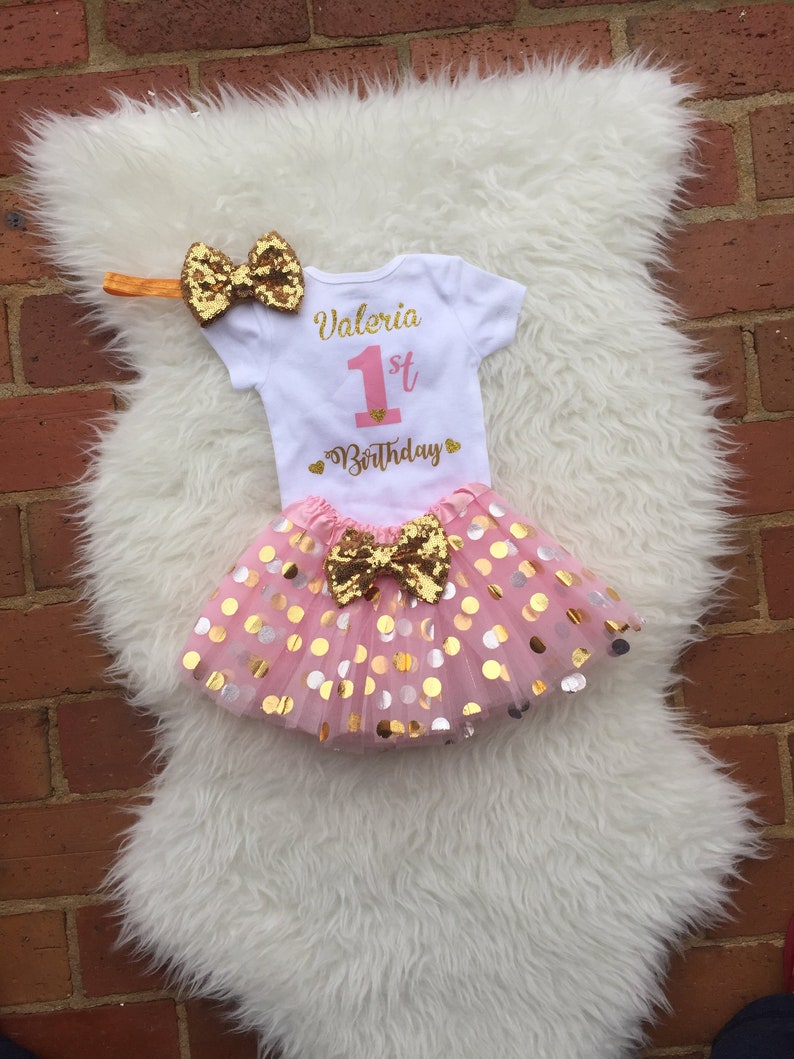 Pink and Gold Cake Smash Outfit Personalized 1st Birthday Outfit First Birthday Outfit 1st birthday Outfit Girl Birthday