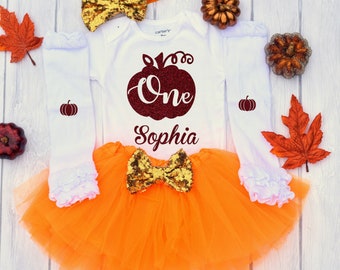 Fall First Birthday Outfit,  Pumpkin 1st Birthday Outfit Girl, First Birthday Outfit , Pumpkin  is One ( PBD)
