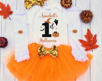 1st Halloween outfit baby girl, Baby First Halloween Outfit Girl, My 1st Halloween outfit ,Personalized Baby 1st Halloween Gift