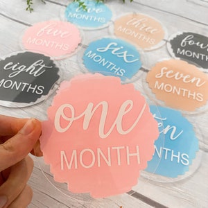 Acrylic Baby Monthly Milestone Discs, 12 Month Set hello world disc image 2