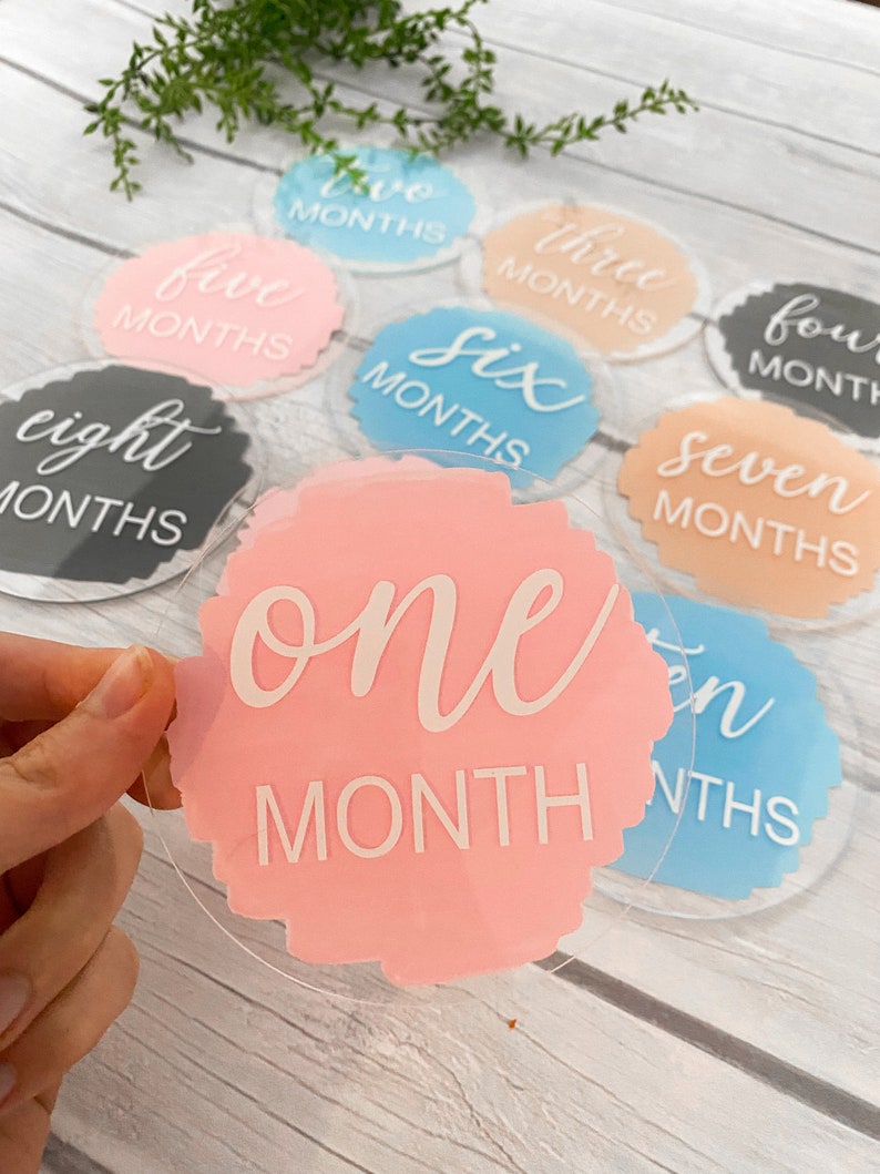 Acrylic Baby Monthly Milestone Discs, 12 Month Set hello world disc image 2