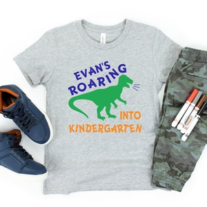 Roaring into Kindergarten, Boys Kindergarten Shirt, Boys Back to School Shirt, First Day of Kindergarten Shirt, Personalized
