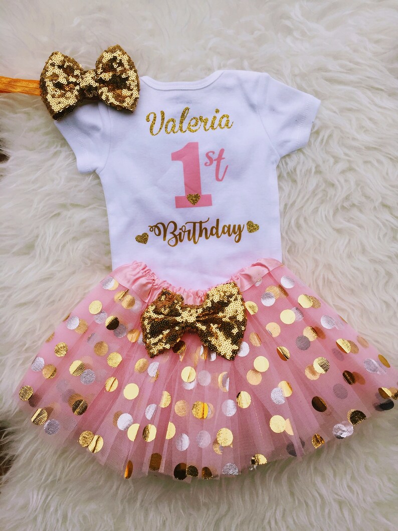 Pink and Gold Cake Smash Outfit Personalized 1st Birthday Outfit First Birthday Outfit 1st birthday Outfit Girl Birthday
