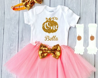 Pumpkin  is One , Fall First Birthday Outfit,  Pumpkin 1st Birthday Outfit Girl, First Birthday Outfit  Personalized  ( PBD)