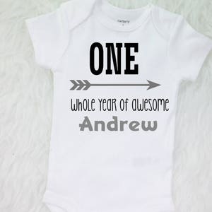1st Birthday Outfit Boy First Birthday One Whole Year Of Awesome shirt ANY NAME image 1