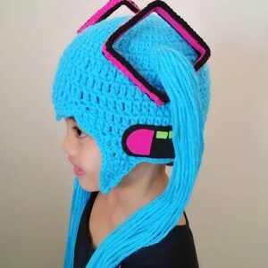 Hatsune Miku crochet wig hat,anime crochet wig hat,cosplay costume hat,miku costume,baby photo props,anime costume wig,hatsune miku,crochet image 3