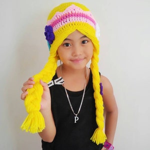 Rapunzel hat, crochet rapunzel hat,rapunzel crochet hat, princess hat,rapunzel crochet wig,rapunzel wig,rapunzel wig with braid,tangled hat