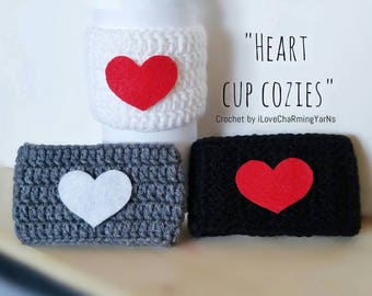 Heart cup cozy, mug cover, tumbler cup cozies, heart crochet cozy, gift for her, i love you cup cozy, cup cover, cup crochet cover, cup cozy
