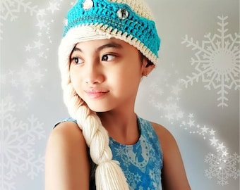 Elsa braid,elsa frozen hat,disney crochet hat,crochet elsa frozen wig hat,frozen elsa hat,frozen crochet hat,princess crochet hat,elsa wig