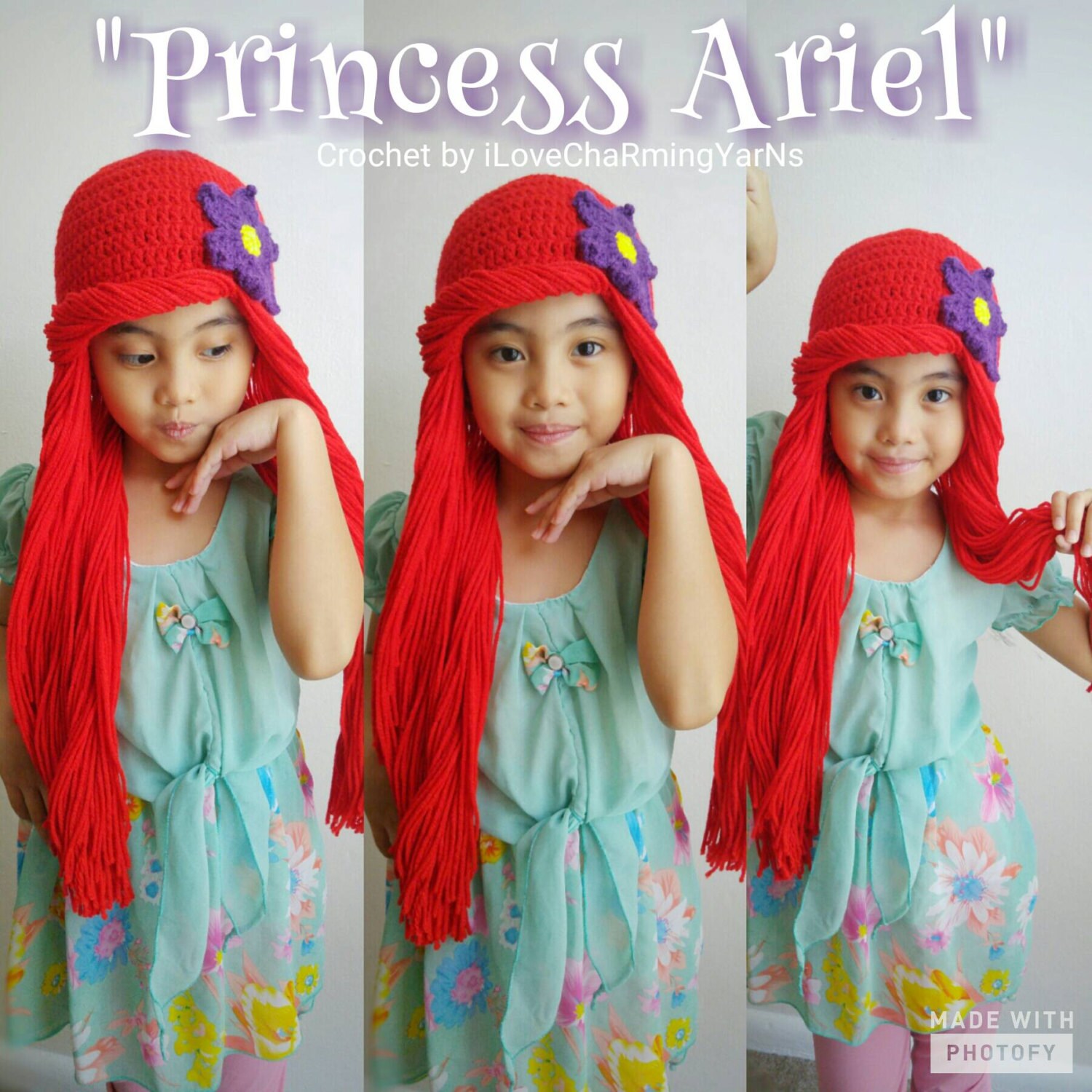 Ariel,Ariel Little mermaid crochet hat 