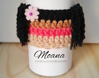 Moana coffee cup cozy, cup cozy, crochet cup cozy disney cup cozy, tumbler cozy, coffee cozy, mug cozy, cup cozy, cup wrap, mug wrap cozy