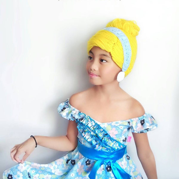 Cinderella wig hat,cinderella wig crochet hat,disney princess crochet hat,baby disney hat,cinderella disney costume,crochet character hat,
