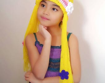 Rapunzel wig hat, rapunzel hair, crochet rapunzel hat,rapunzel crochet hat, princess hat,rapunzel crochet wig,rapunzel wig, disney hat