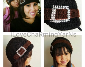 Mother and daughter matching black hats,gifts for her,matching mother and daughter hat,mommy and baby hats,baby hat woman hat,black hats