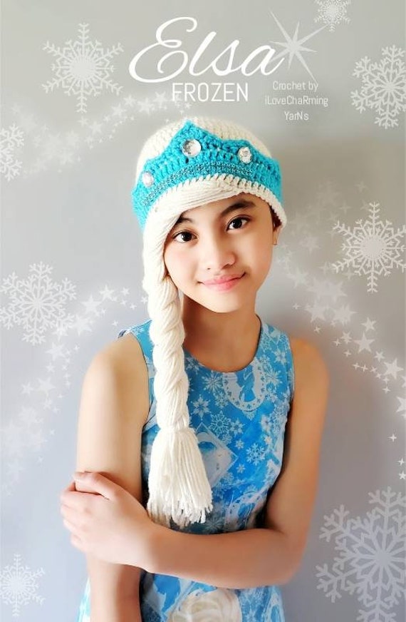 Disney Queen Elsa Princess Frozen crochet hat&cap made from Cotton Yarn