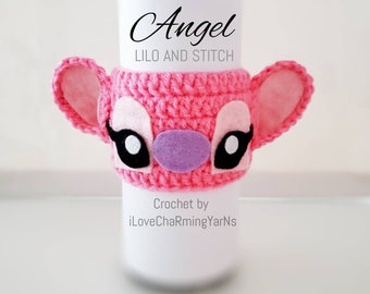 Lilo and Stitch cup cozy, stitch angel cup cozy, stitch tumbler holder, angel tumbler holder, cup holder, coffee cup cozy, disney cup cozy