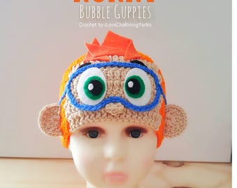 Czapka Nonny Bubble Guppies, czapka Nonny robiona na szydełku, czapka Bubble Guppies, kostium Nonny, czapka postaci robiona na szydełku, rekwizyty do zdjęć dla dzieci, czapka dla niemowląt i dorosłych