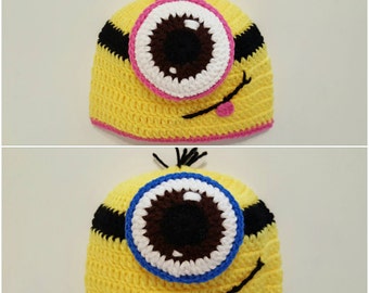 Minion hat,minion crochet hat,crochet minion hat,newborn minion hat,despicable me crochet hat,minion baby photo props,baby minion hat,hat