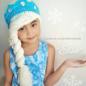 Elsa braid,elsa frozen hat,disney crochet hat,crochet elsa frozen wig hat,frozen elsa hat,frozen crochet hat,princess crochet hat,elsa wig image 3