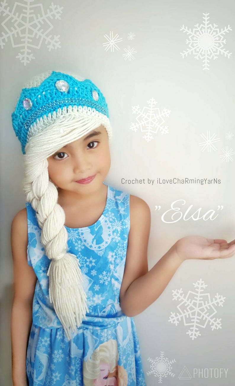 Elsa braid,elsa frozen hat,disney crochet hat,crochet elsa frozen wig hat,frozen elsa hat,frozen crochet hat,princess crochet hat,elsa wig image 3