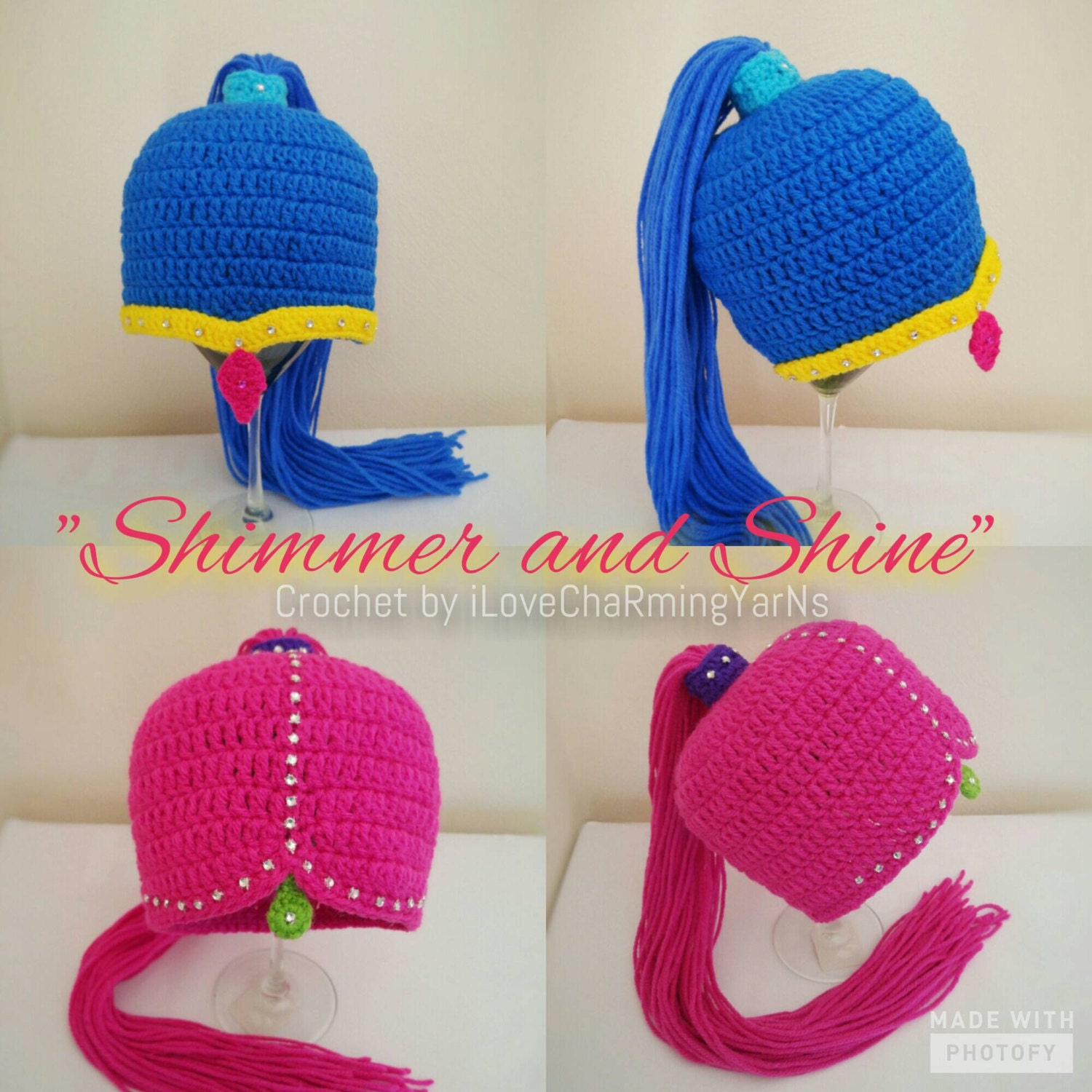 Shimmer and Shine Crochet Wig Hat Twin 
