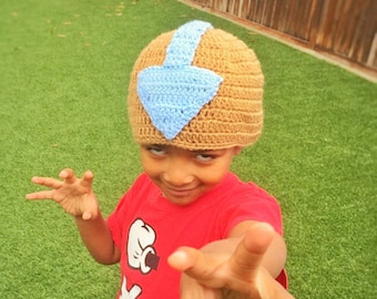 Aang Avatar The Last Air Bender crochet hat, aang crochet hat, aang costume, avatar hat, avatar crochet hat,anime crochet hat,cosplay hat