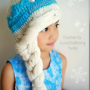 Elsa braid,elsa frozen hat,disney crochet hat,crochet elsa frozen wig hat,frozen elsa hat,frozen crochet hat,princess crochet hat,elsa wig image 4