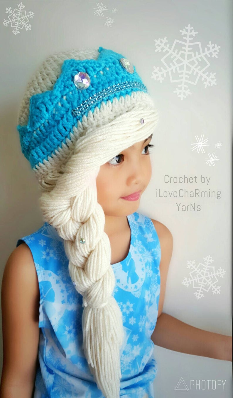 Elsa braid,elsa frozen hat,disney crochet hat,crochet elsa frozen wig hat,frozen elsa hat,frozen crochet hat,princess crochet hat,elsa wig image 4