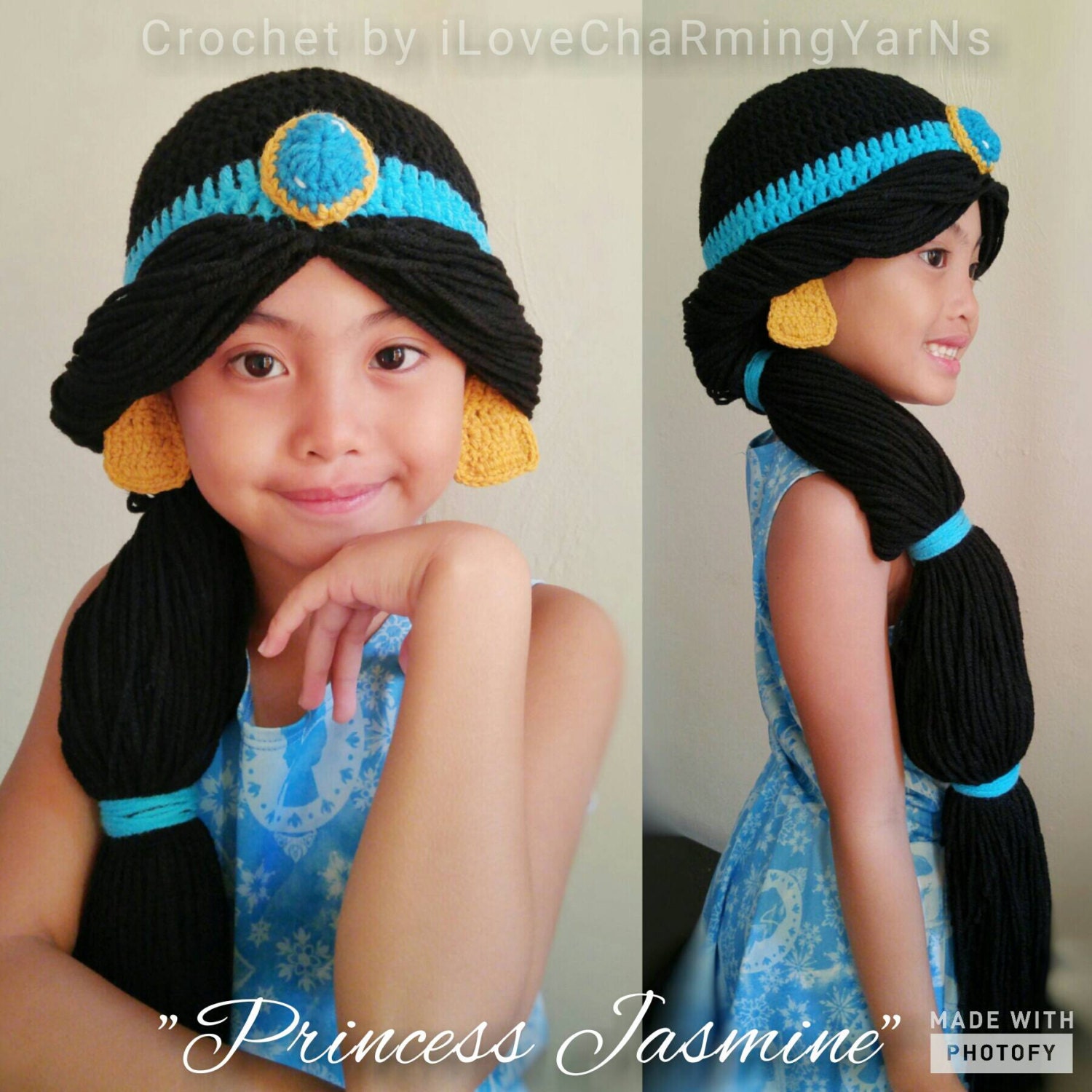 Princess Jasmine Wig Crochet Hatdisney Princess Crochet - Etsy