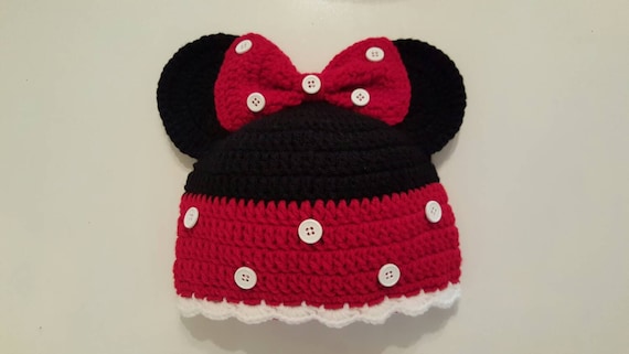 Minnie mouse hat,minnie mouse crochet hat,minnie hat,crochet minnie mouse  hat,disney hat,disney crochet hat,newborn minnie mouse hat,minnie