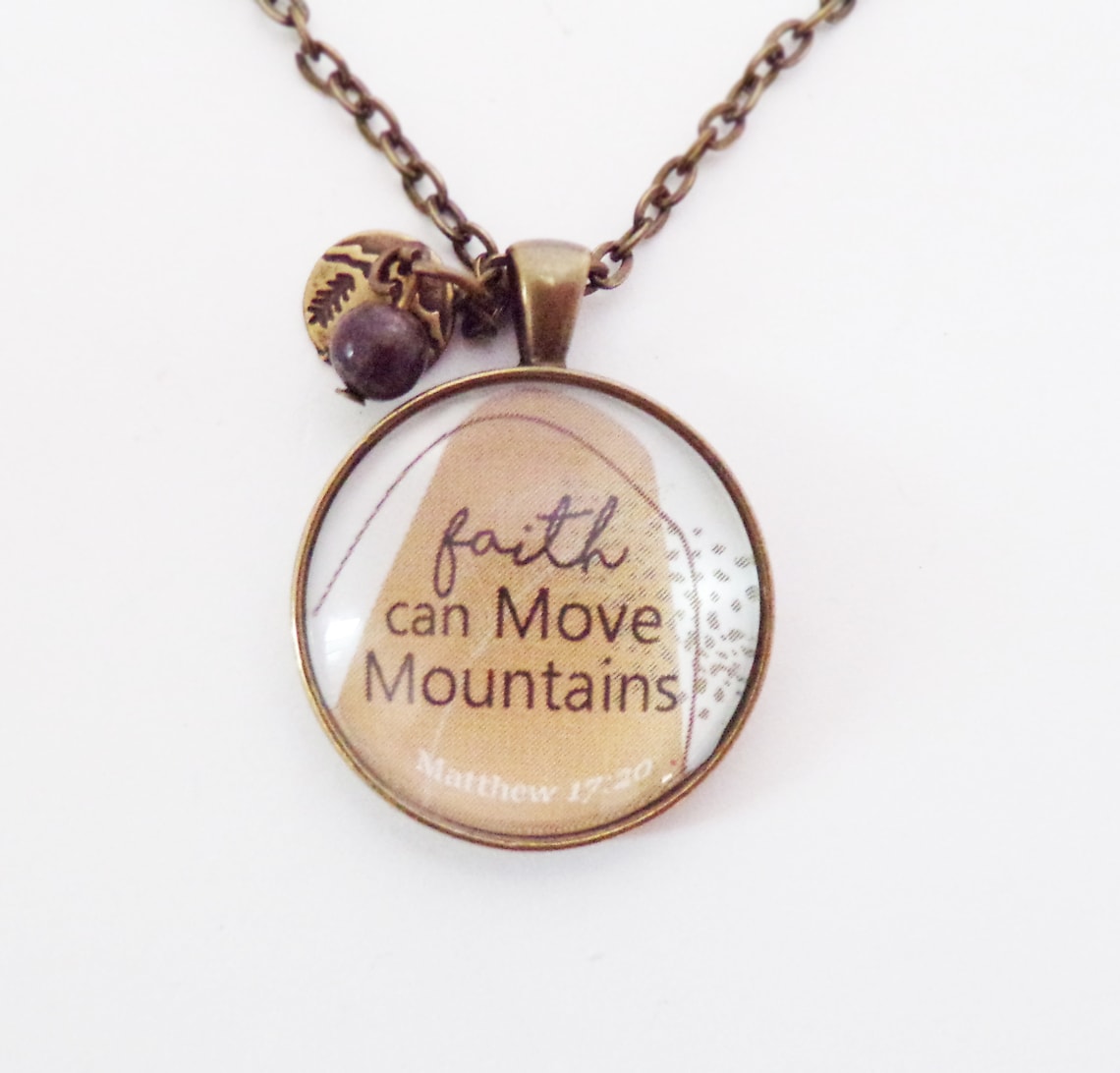Faith Can Move Mountains // Necklace or Key Chain Bible Etsy
