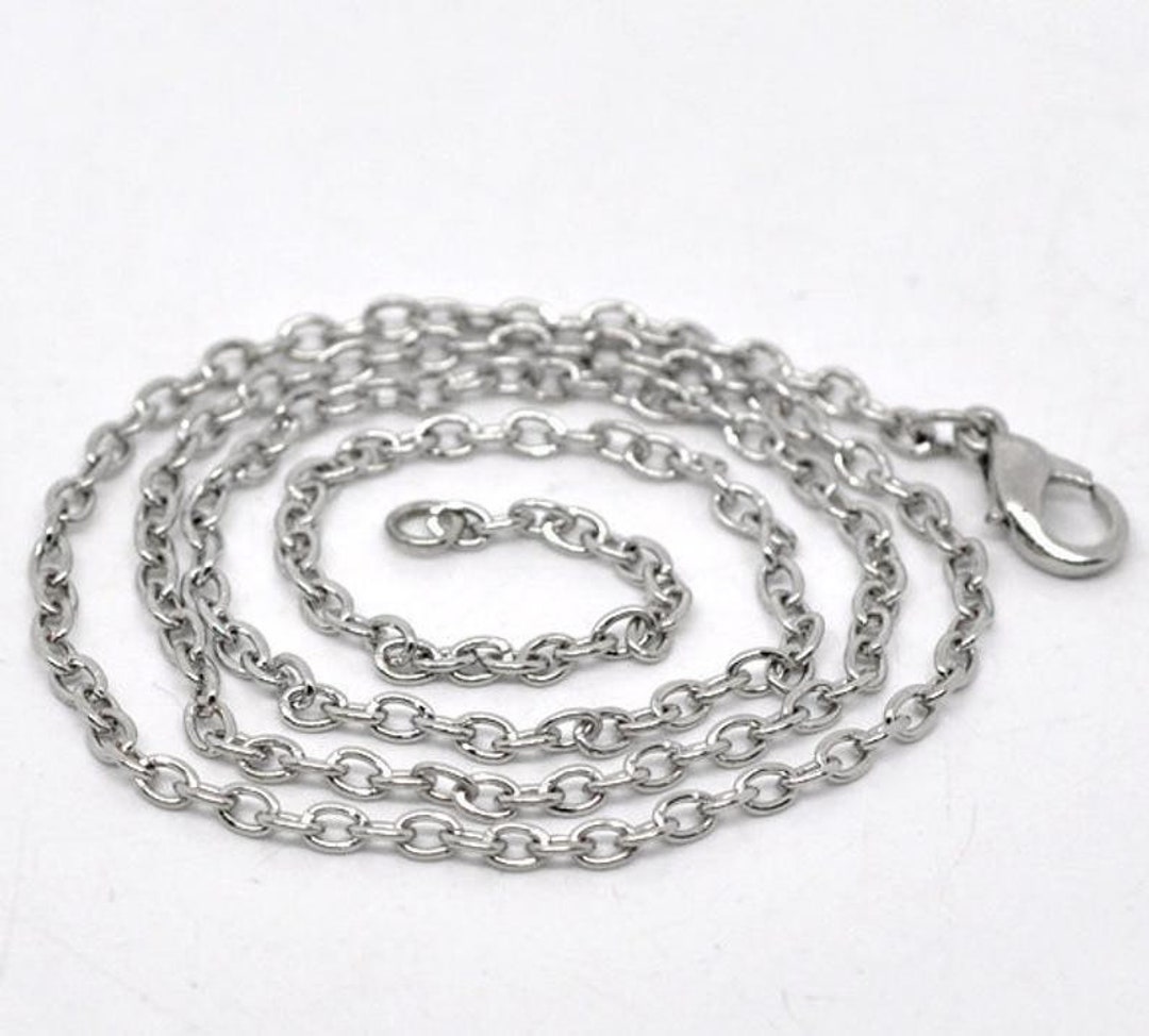 Oval Rolo Link Chain: Silver or Bronze Necklace With Lobster Clasp