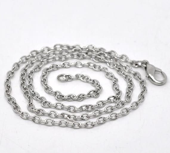 Oval Rolo Link Chain: Silver or Bronze Necklace With Lobster Clasp