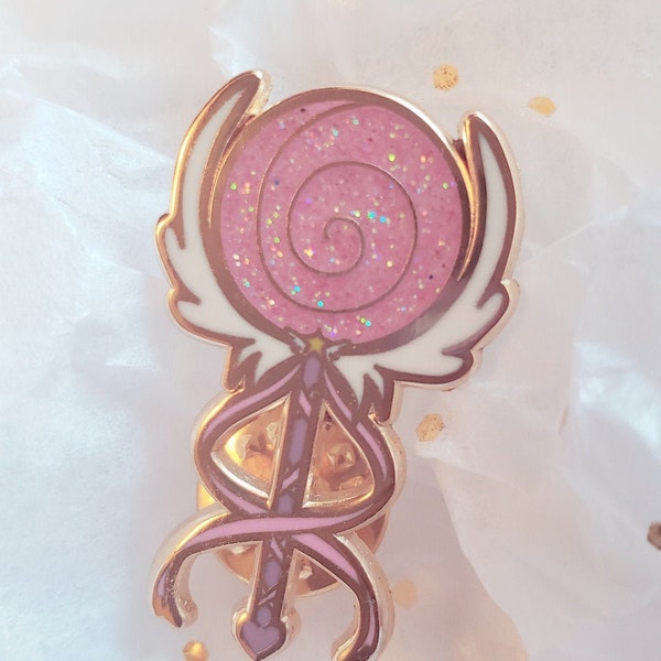 Candy Wand 30mm hard enamel pin - original design magical girl weapon