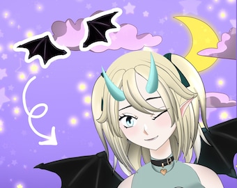 VTuber asset animated demon wings LIVE2D item - bat wings, heart wing, vampire halloween costume