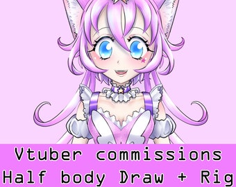 VTuber model LIVE2D commission half body Drawing + Rigging in LIVE 2D custom made anime avatar for gaming / streaming