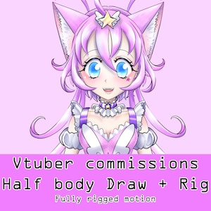 VTuber model LIVE2D commission half body Drawing + Rigging in LIVE 2D custom made anime avatar for gaming / streaming