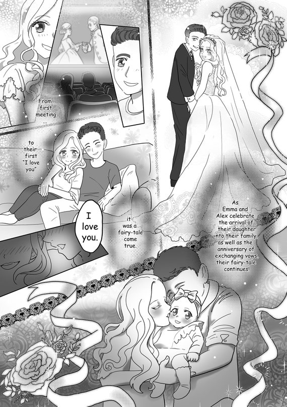 Árbol genealógico erección Depresión Custom Wedding Love Story Manga Comic Page Romance Shoujo - Etsy