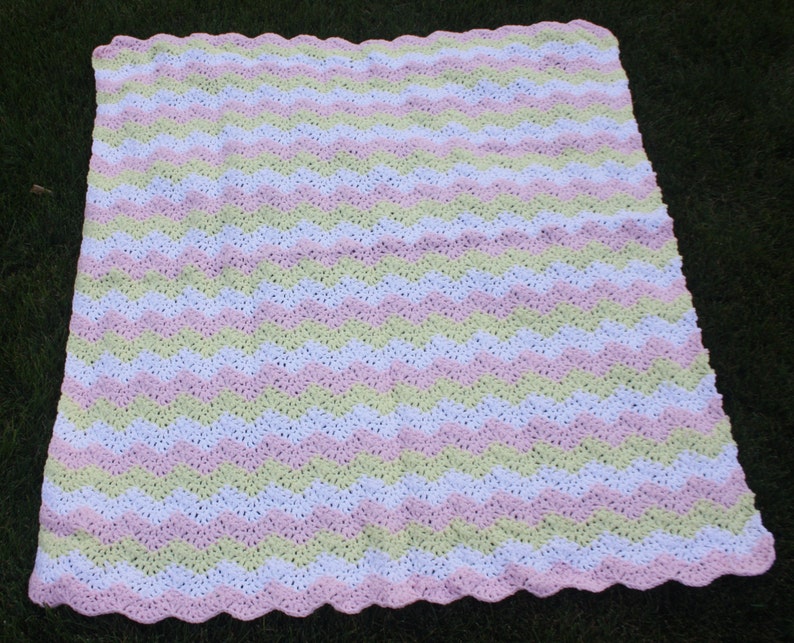 Pink and Yellow Ripple Afghan for Baby and Child