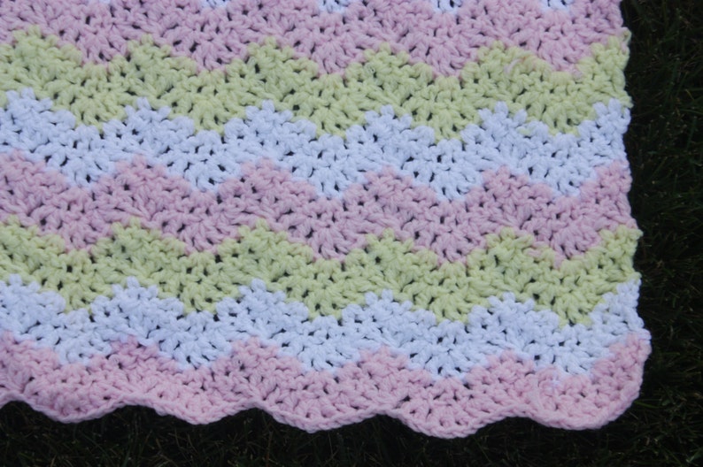 Pink and Yellow Ripple Afghan for Baby and Child