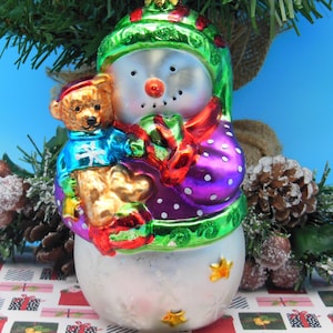 Mercury Glass Ornament, Snowman Ornament, Vintage Glass Christmas Ornaments
