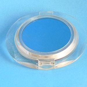 Lucite Compact, Faceted Lucite, Compact with Blue Mirror, Powder Compact, Vanity Compact