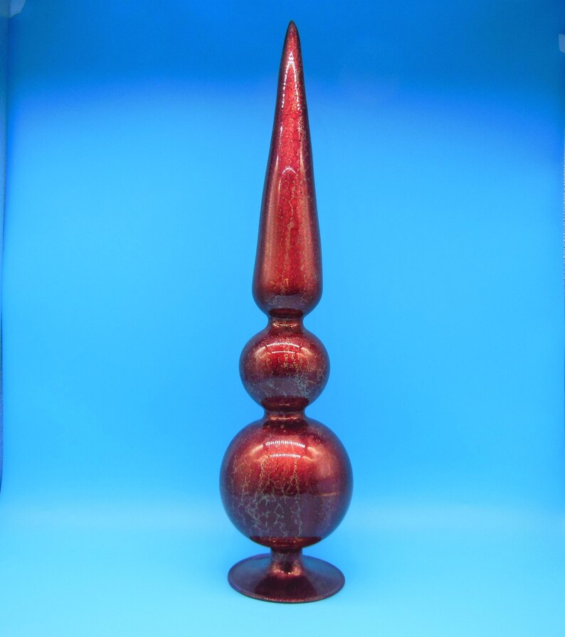 Vintage Mercury Glass Tree Topper Red Christmas Tree Topper Etsy