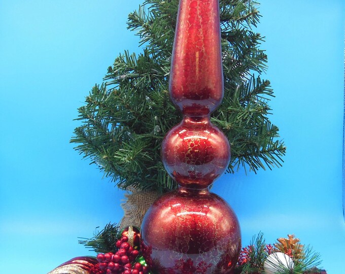 Vintage Mercury Glass Tree Topper Red Christmas Tree Topper Etsy