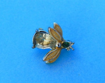 Vintage Bee Brooch, Yellow Rhineston Pin , Rhinestone Bee Pin, Vintage Jewelry